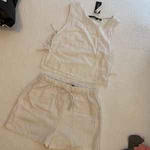 Linen blend white set